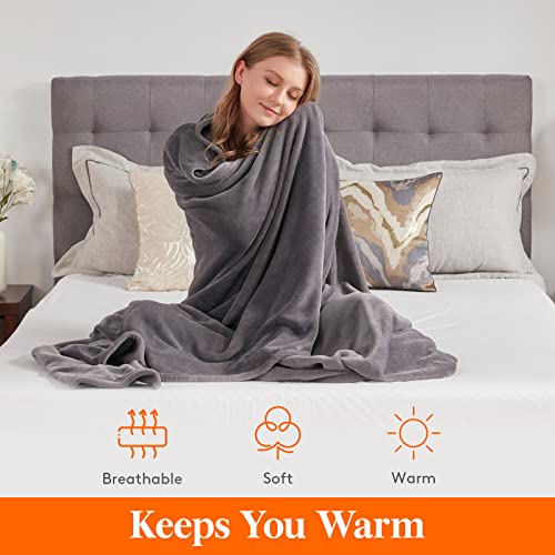 Lifewit Fleece Blanket King Size - Ultra Soft Throw Blanket - Fuzzy Warm Cozy Plush Reversible Microfiber Flannel Blanket for Sofa, Couch, Bed, Crib Stroller, Grey, 90" x 108"