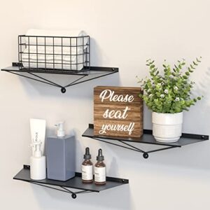 j jackcube design bathroom wall shelf floating shelves black metal storage display rack decor for bedroom, kitchen(set of 3) – mk486aaa