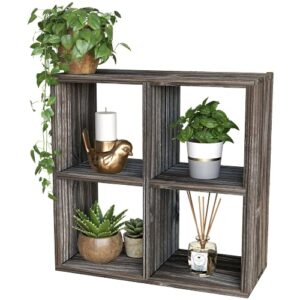 j jackcube design rustic wood farmhouse bathroom shelve organizer rack with 4 cube shelf storage compartments with 2 white basket for toiletries, plants, candles, diffuser – mk 597a
