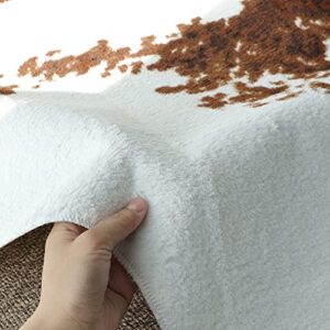 Soft Faux Cowhide Rug Large (4.6ft x 6.6ft) - with 2 Cushion Covers Set - Non-Slip - Cow Print Decor, Cruelty - Free Animal Hide Carpet - Farmhouse, Western Floor Rugs for Living Room, Bedroom, Office