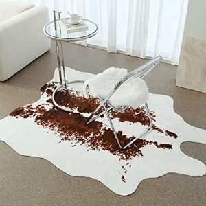 Soft Faux Cowhide Rug Large (4.6ft x 6.6ft) - with 2 Cushion Covers Set - Non-Slip - Cow Print Decor, Cruelty - Free Animal Hide Carpet - Farmhouse, Western Floor Rugs for Living Room, Bedroom, Office