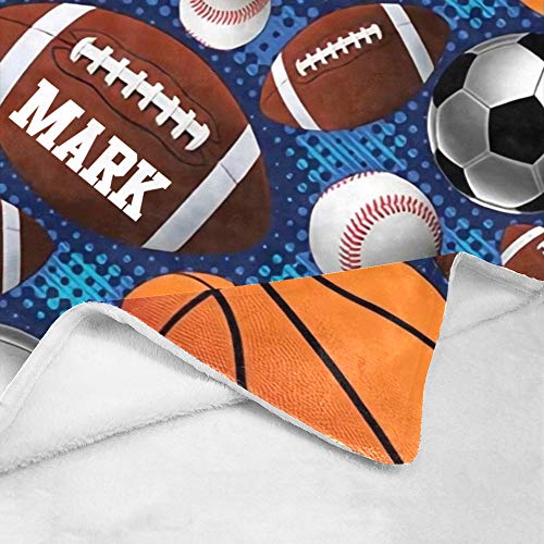 CUXWEOT Custom Blanket with Name Text Personalized Ball Sport Soft Fleece Throw Blanket for Gifts (50 X 60 inches)