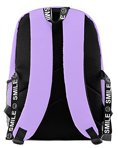 HANDAFA Anime Nezuko Print Bag Large Capacity Backpack Manga Cosplay Daypack(Purple Shinobu)