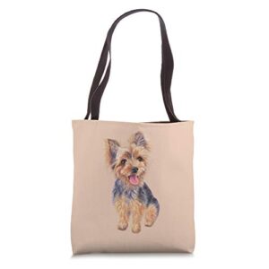 cute yorkie puppy yorkshire terrier funny yorkie tote bag