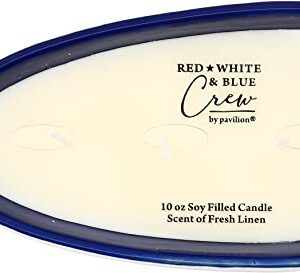 Beach Life- Triple Wick 10 oz 100% Soy Wax Candle Scent: Fresh Linen with Silver Detail Accents.