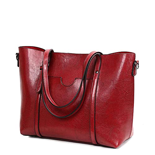 HgOgTg Handbags Purse for Women Designer Genuine Leather Large Ladies Tote Hobo Vintage Shoulder Bags,Red crossbody bag