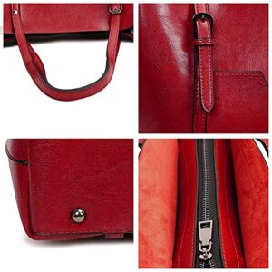 HgOgTg Handbags Purse for Women Designer Genuine Leather Large Ladies Tote Hobo Vintage Shoulder Bags,Red crossbody bag