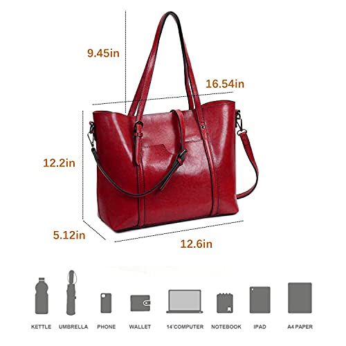 HgOgTg Handbags Purse for Women Designer Genuine Leather Large Ladies Tote Hobo Vintage Shoulder Bags,Red crossbody bag