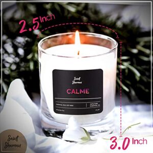 Saint Shaman Calme Scented Candle - Soy Wax Aromated with Essential Oils of Ylang-Ylang, Jasmine, Lavender & Sandalwood, Best Aromatherapy Candles for Home, 7 Oz, 60 Hours Burning Time