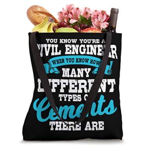 Civil Engineer Funny Different Kinds Of Cement Engineering Tote Bag