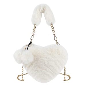 sukutu faux fur purse women’s heart shaped evening handbags small cute phone crossbody bag clutches for girls