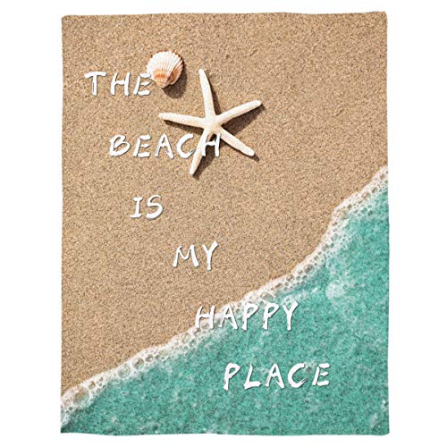 Singingin Beach Plush Throw Bed Blanket for Kids Adults Summer Beach Sea Water Starfish Super Soft Cozy Luxurious Blanket Lightweight Fleece Blankets for Couch Bed Sofa Warm All Season 50×60inch