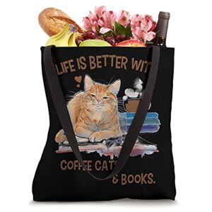 Cats 365 Life Is Better with Cats And Books Cat Book Tote Bag