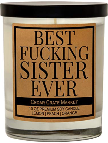 Cedar Crate Market - Best Sister Ever - Sister Birthday Gift from Sister, Big Sister, Little Sister, Funny Candle Gift from Brother, Sister in Law, Gift Ideas, Worlds Greatest Sister - Made in USA