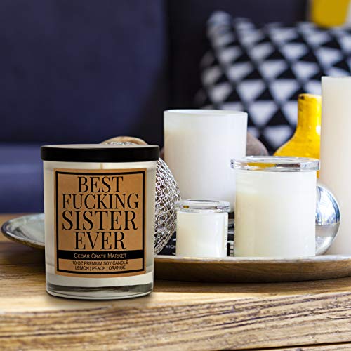 Cedar Crate Market - Best Sister Ever - Sister Birthday Gift from Sister, Big Sister, Little Sister, Funny Candle Gift from Brother, Sister in Law, Gift Ideas, Worlds Greatest Sister - Made in USA