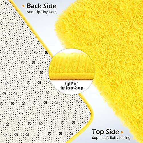 Amearea Premium Soft Fluffy Rug Modern Shag Carpet, 4x5.3 Feet, Fuzzy Shaggy Rugs for Bedroom Living Room Teen Apartment Decor, Comfortable Indoor Furry Dorm Carpets, Yellow