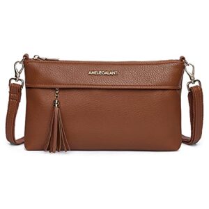 amelie galanti women’s small crossbody handbags shoulder bag，fashion tassel design and shoulder strap adjustable