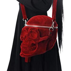 Killstar Grave Digger Blood Red Skull Gothic Velvet Handbag Purse KSRA001500