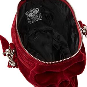 Killstar Grave Digger Blood Red Skull Gothic Velvet Handbag Purse KSRA001500