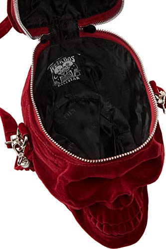 Killstar Grave Digger Blood Red Skull Gothic Velvet Handbag Purse KSRA001500