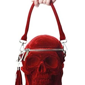 Killstar Grave Digger Blood Red Skull Gothic Velvet Handbag Purse KSRA001500