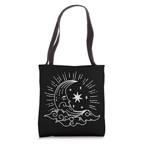 moon stars minimalist modern art tote bag