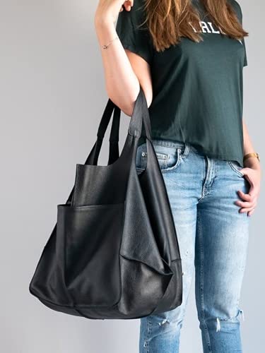 Casual Soft Large Capacity Tote Women Handbags Designer Metal Look Luxury Faux Leather Shoulder Bag Big Shopper Purses