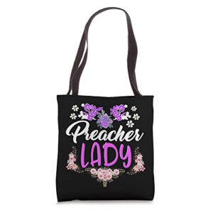 preacher lady female minister religious christian woman her tote bag