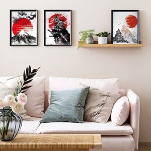 YUMKNOW Japanese Art Wall Decor - Unframed 8x10 Set of 6, Modern Minimalist Asian Oriental Decor for Living Room, Samurai Armor Warriors Prints Posters for Bedroom, Japan Red White Art Office Gifts