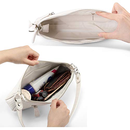 CHIC DIARY Women Tote Bag Small Clutch Purse Shoulder Handbag with Zipper (White)