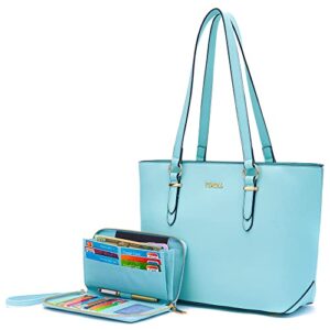 handbags for women large tote shoulder bags top handle satchel purses wallet set 2pcs iceblue