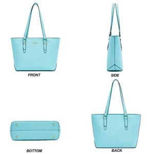 Handbags for Women Large Tote Shoulder Bags Top Handle Satchel Purses Wallet set 2pcs IceBlue