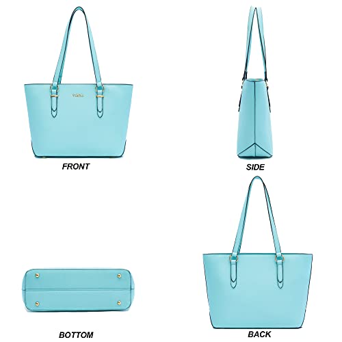 Handbags for Women Large Tote Shoulder Bags Top Handle Satchel Purses Wallet set 2pcs IceBlue