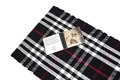 CHARDIN HOME Black & White Plaid Farmhouse Throw Rug | 21x34 Recycled Cotton Area Rug Perfect for Bathroom Kitchen Doormat entryway and More | Machine Washable, Reversible