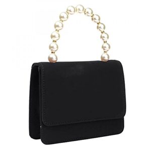 evening purses and clutches velvet crossbody handbag shoulder bag evening handbags with pearl top handle (black)