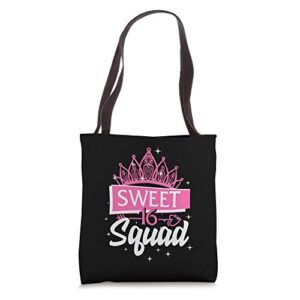 sweet 16 squad hello sixteen est 2005 girls sixteenth party tote bag
