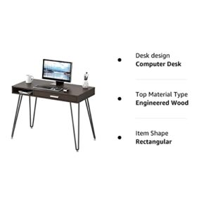 SHW Home Office Computer Hairpin Leg Desk with Drawer