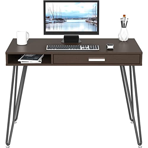 SHW Home Office Computer Hairpin Leg Desk with Drawer