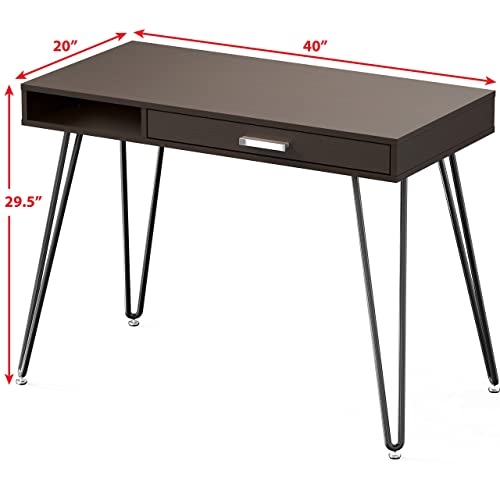 SHW Home Office Computer Hairpin Leg Desk with Drawer