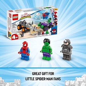 LEGO Marvel Hulk vs. Rhino Monster Truck Showdown, 10782 Toy for Kids, Boys & Girls Age 4 Plus with Spider-Man Minifigure, Spidey and His Amazing Friends Series, Easter Gifts