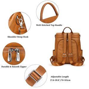 S-ZONE Genuine Leather Backpack Purse for Women Fashion Anti-theft Rucksack Ladies Shoulder Bag Medium