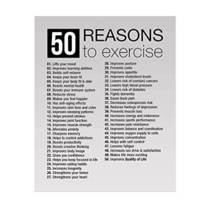 “50 reasons to exercise” motivational quotes exercise wall sign -11 x 14″ inspirational fitness poster print-ready to frame. positive decor for home-gym-weight room. great gift of motivation!