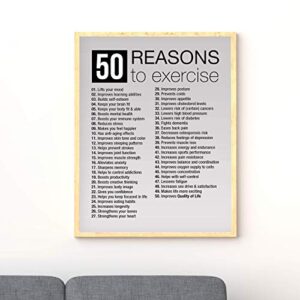 "50 Reasons to Exercise" Motivational Quotes Exercise Wall Sign -11 x 14" Inspirational Fitness Poster Print-Ready to Frame. Positive Decor for Home-Gym-Weight Room. Great Gift of Motivation!