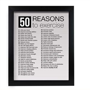 "50 Reasons to Exercise" Motivational Quotes Exercise Wall Sign -11 x 14" Inspirational Fitness Poster Print-Ready to Frame. Positive Decor for Home-Gym-Weight Room. Great Gift of Motivation!