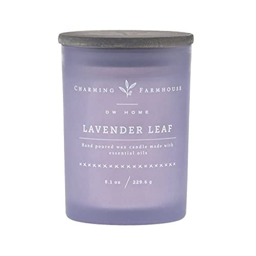 DW Home Charming Farmhouse Hand Poured Lavender Leaf Scented Single Wood Wick Candle, 8.1 oz
