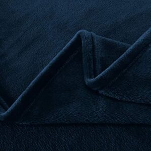 SLEEP ZONE Flannel Fleece Blanket Throw Size (50"x60") Lightweight Super Soft Fuzzy Plush Bed Sofa Couch Travel Blanket (Navy)