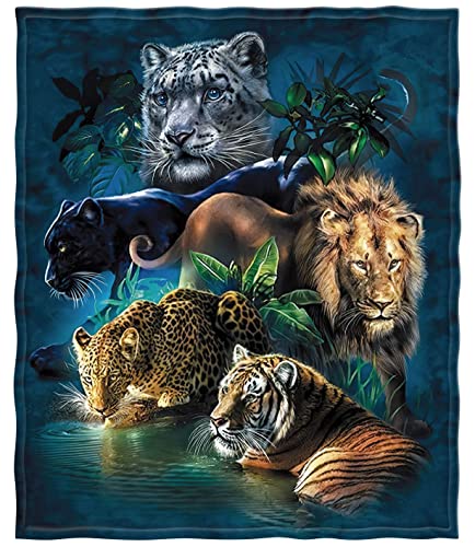 HommomH 60"x80" Blanket Soft Fluffy Fleece Throw for Sofa Bed Tiger Leopard Lion