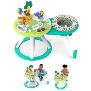 bright starts around we go 2-in-1 walk-around baby activity center & table, tropic cool, ages 6 months+