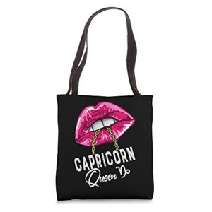 Pink Lips Capricorn Queen Sexy Womens January Birthdays Tote Bag