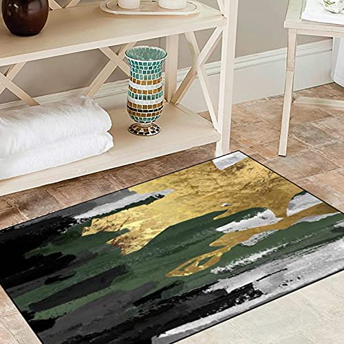 Modern Abstract Rug Light Luxury Carpet Emerald Green Gold Gray Area Rug Easy to Clean Stain Fade Resistant Living Dining Room Rugs,150 * 200CM